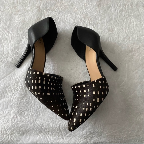 Joe’s Jean Speckled Calf Hair Pointed Toe Heels - Picture 2 of 11